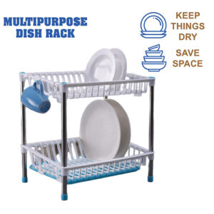 Double Deck Kitchen Draining Rack Shelf Plates Holder Kitchen & Dining