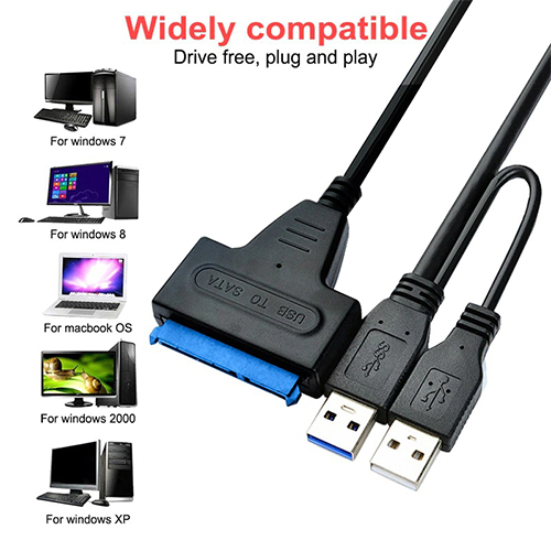 USB 3.0 To SATA Cable Adapter Dual USB Sata Cable Computer Accessories