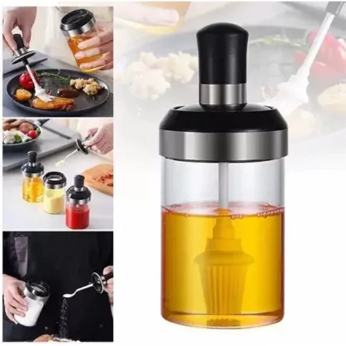 Glass Oil Dispenser with Basting Brush Kitchen & Dining