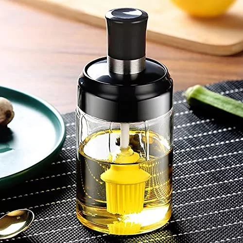 Glass Oil Dispenser with Basting Brush Kitchen & Dining