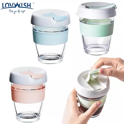 Tempered Glass Travel Coffee Mug with PP Lid Home & Lifestyle
