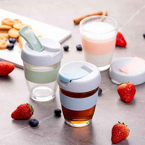 Tempered Glass Travel Coffee Mug with PP Lid ido.lk