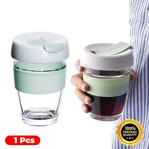 Tempered Glass Travel Coffee Mug with PP Lid Home & Lifestyle