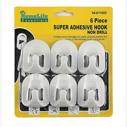 06 Pcs Super Adhesive Hook Non Drill Home Accessories