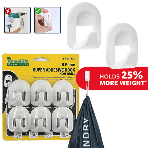 06 Pcs Super Adhesive Hook Non Drill Home Accessories