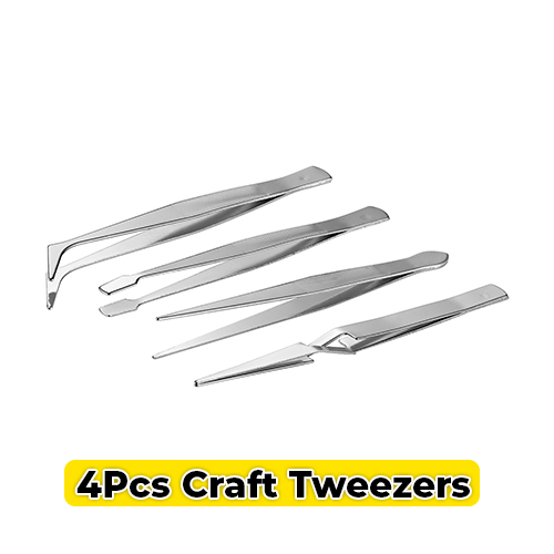 4 Pcs Professional Craft Tweezers Set@ido.lk