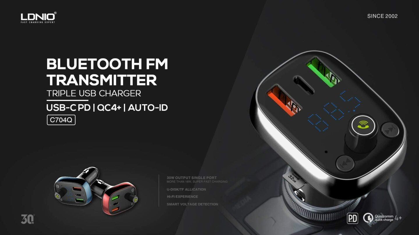 LDNIO Bluetooth FM Transmitter: LDNIO C704Q Universal Bluetooth FM transmitter and car charger Best Price in Sri Lanka