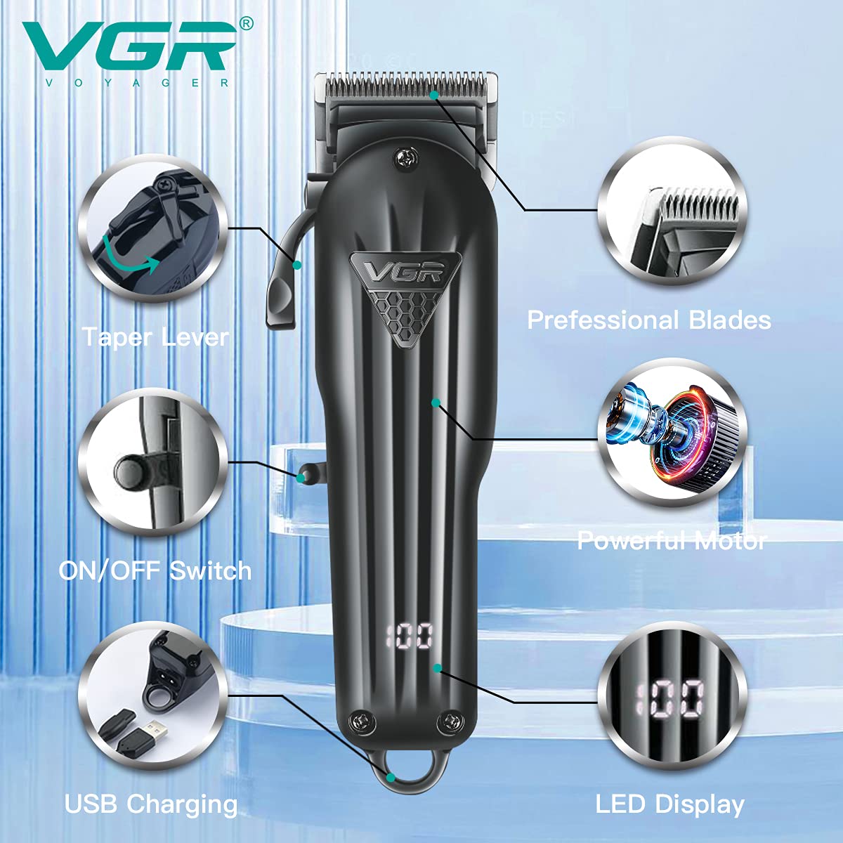 VGR Professional Rechargeable Hair Clipper: Buy Cordless Trimmer For hair and beard Cutting Best Price in Sri Lanka | ido.lk