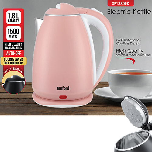Sanford Electric Kettle 1.8 L Stainless Steel Double Layer Heater Jug Kitchen & Dining