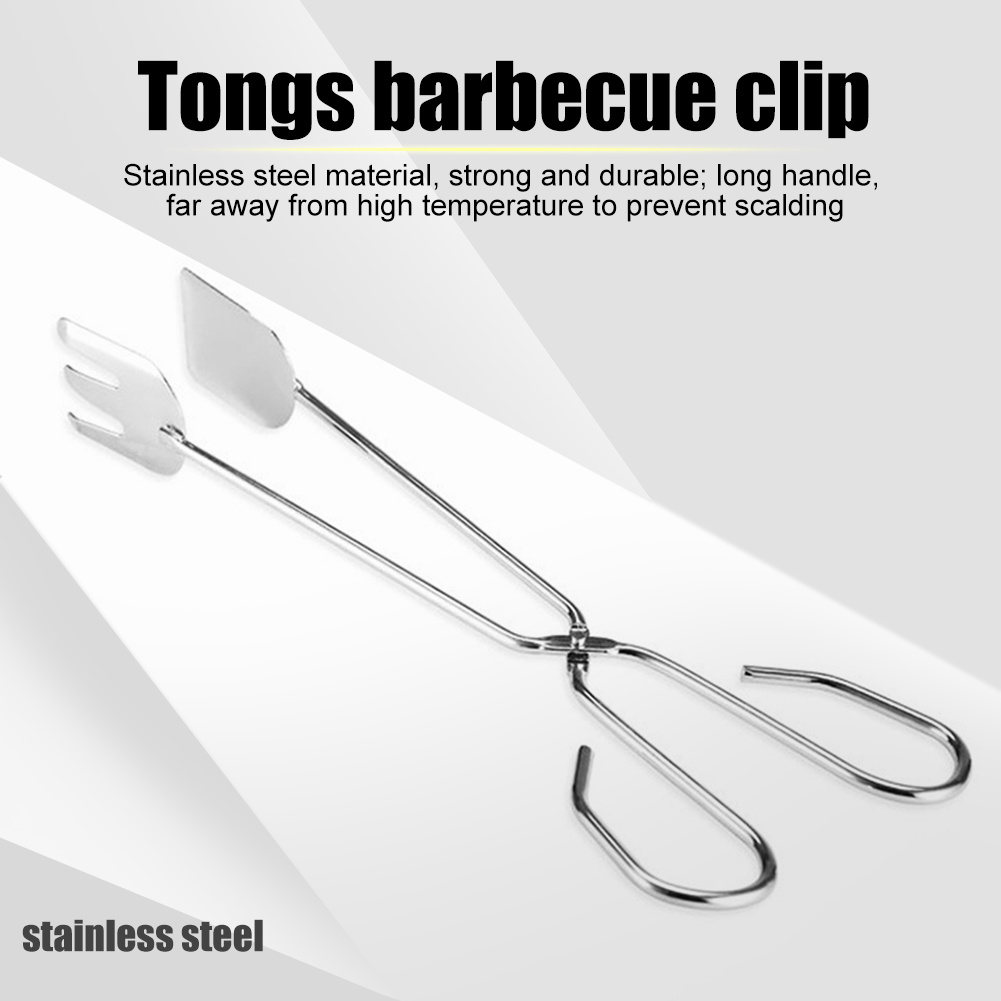 Stainless Steel Long Handle Barbecue Tongs Grill Clamp Stainless Steel BBQ Tongs & Firewood Clamp - 20" Long Grill Tools For Outdoor Cooking Stainless Steel Long Grill Tongs For Outdoor Cooking
