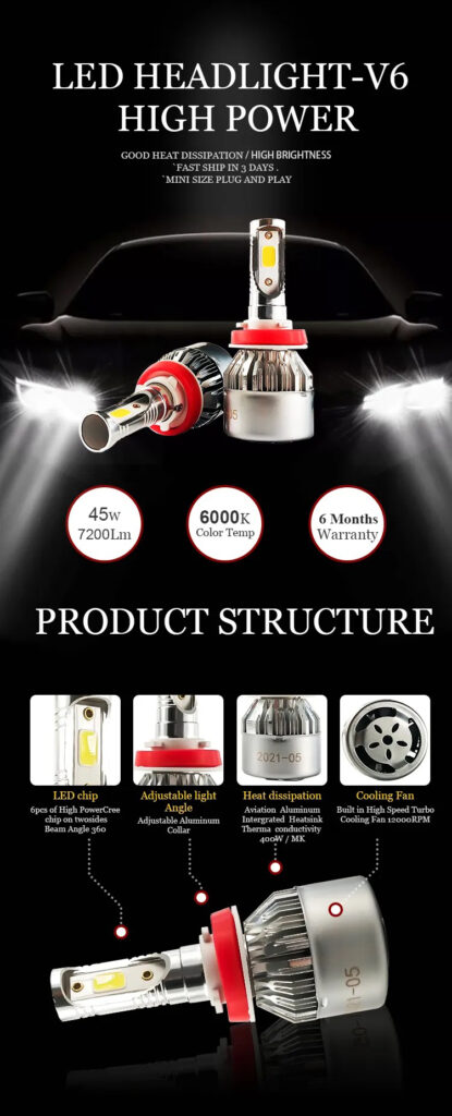Kaier V6 LED Headlight Bulb 2pcs: Buy Kaier V6 LED Headlight Bulb 2pcs Best Price in Sri Lanka | ido.lk