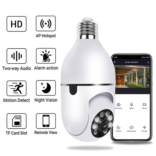 Bulb Smart WiFi PTZ Camera V380 Pro Security Camera