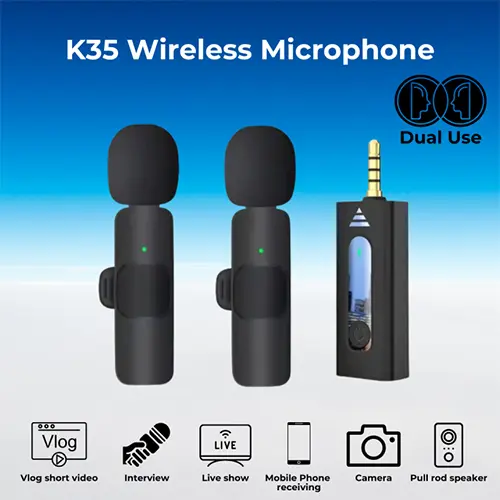 K35 Wireless Dual Clip Microphone Microphone Accessories