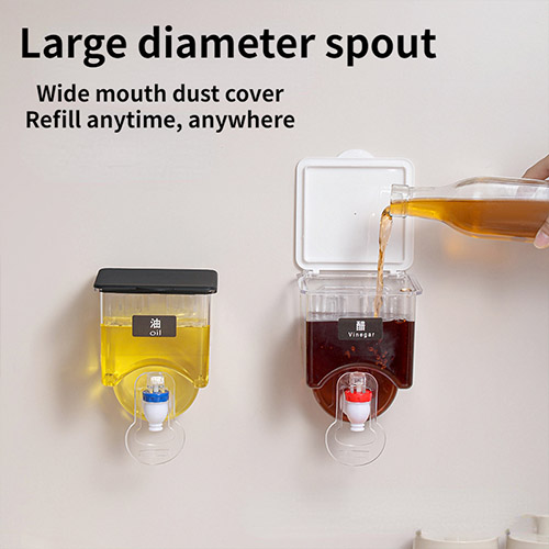 Wall Mounted Oil Dispenser Transparent Liquid Seasoning Tank @ ido.lk