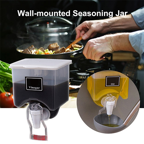 Wall Mounted Oil Dispenser Transparent Liquid Seasoning Tank @ido.lk