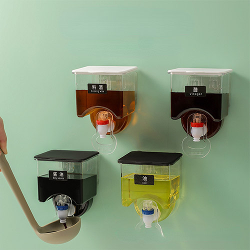 Wall Mounted Oil Dispenser Transparent Liquid Seasoning Tank@ ido.lk