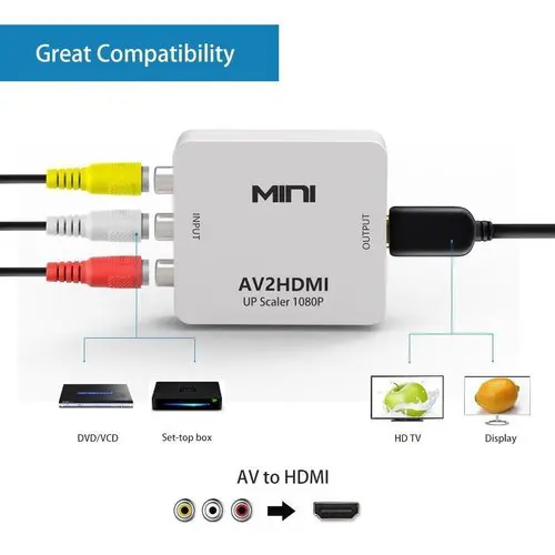 AV to HDMI Converter RCA Composite CVBS Adapter Computer Accessories