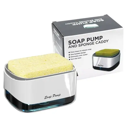 Press Type Pump Soap Dispenser with Sponge Holder Kitchen & Dining