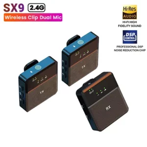 SX9 Wireless Clip Microphone Dual Mic Microphone Accessories