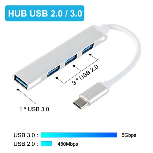 USB C Hub 4 Port 3.0 Type C USB Multi-Port Hub Computer Accessories