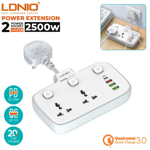 Ldnio PD & QC3.0 2 Outlets Power Socket SC2413: Buy Ldnio Power Socket SC2413 Best Price in Sri Lanka | ido.LK