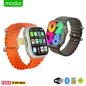 Modio 4G SIM Smart watch with 3 Strap 4Gb+64Gb Smartwatches