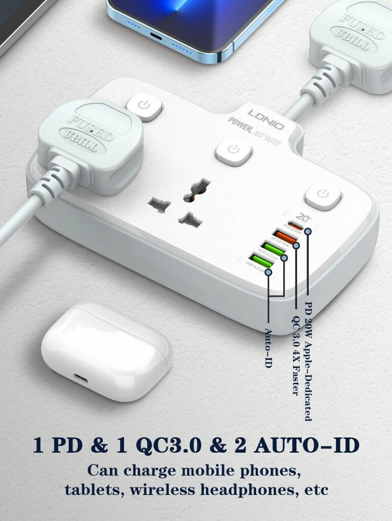 Ldnio PD & QC3.0 2 Outlets Power Socket SC2413: Buy Ldnio Power Socket SC2413 Best Price in Sri Lanka | ido.LK
