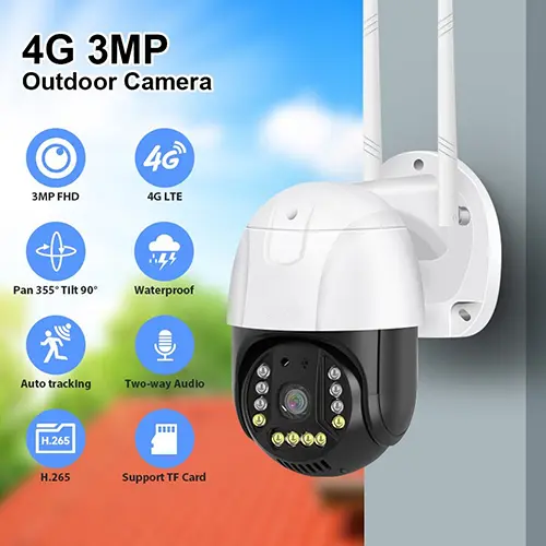 4G SIM CCTV PTZ Camera 3MP V380 Pro Outdoor Camera Security Camera