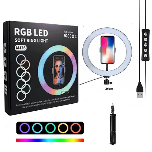 RGB Ring Light with Stand MJ26 LED Soft Light Tripods