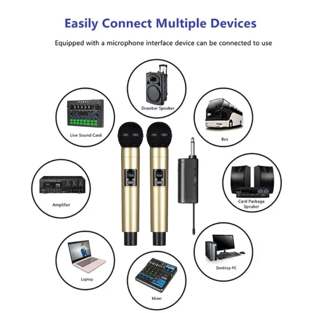 Wireless Rechargeable Dual Mic Handheld Microphone Sri Lanka | ido.lk