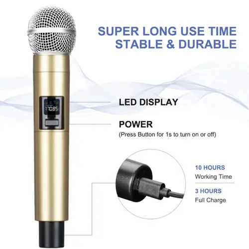 Wireless Rechargeable Dual Mic Handheld Microphone Microphone Accessories