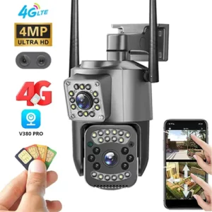 4MP Dual Lens 4G SIM Camera Outdoor PTZ CCTV Camera Security Camera