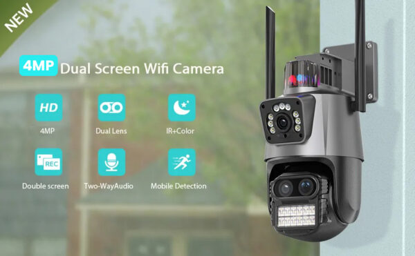Dual Lens Wifi Camera 4MP 2K PTZ CCTV Surveillance Camera - ido.lk