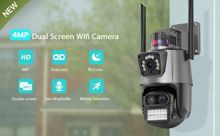 Dual Lens Wifi Camera 4MP 2K PTZ CCTV Surveillance Camera - ido.lk
