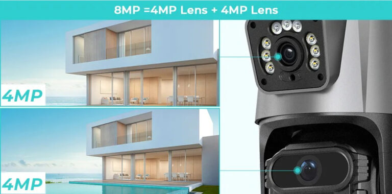Dual Lens Wifi Camera 4MP 2K PTZ CCTV Surveillance Camera - ido.lk