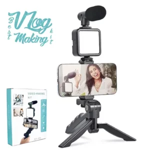 Video Making Vlog Tripod Kit with Mic and Light Tripods