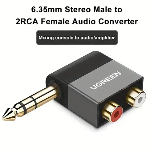 Ugreen 6.35mm Stereo Male To 2RCA Female Audio Converter Computer Accessories