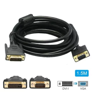 DVI Male to VGA Male Cable DVI-I 24+5 Wire Bi-Directional Converter Computer Accessories