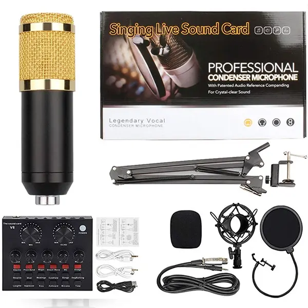 Professional Condenser Microphone with V8 Soundcard in Sri Lanka | ido.lk