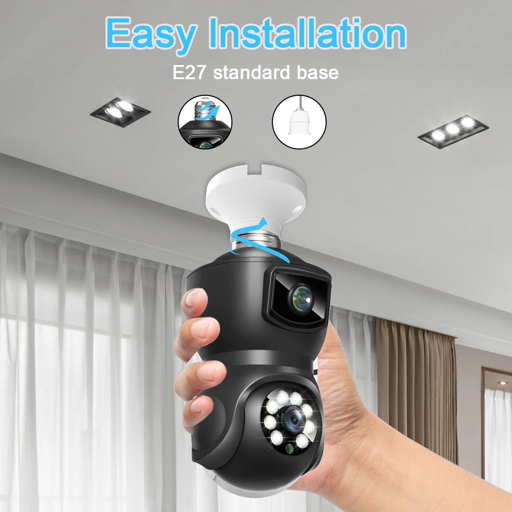 Dual Lens Bulb WiFi PTZ Camera V380 PRO - ido.lk