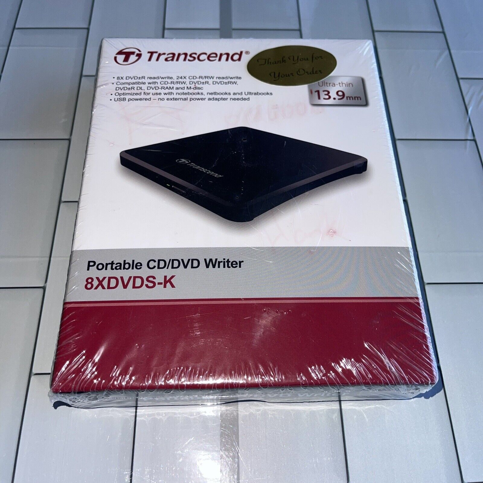 Transcend TS8XDVDS-K  8K Extra Slim Portable DVD Writer 8X read and write - Picture 1 of 8