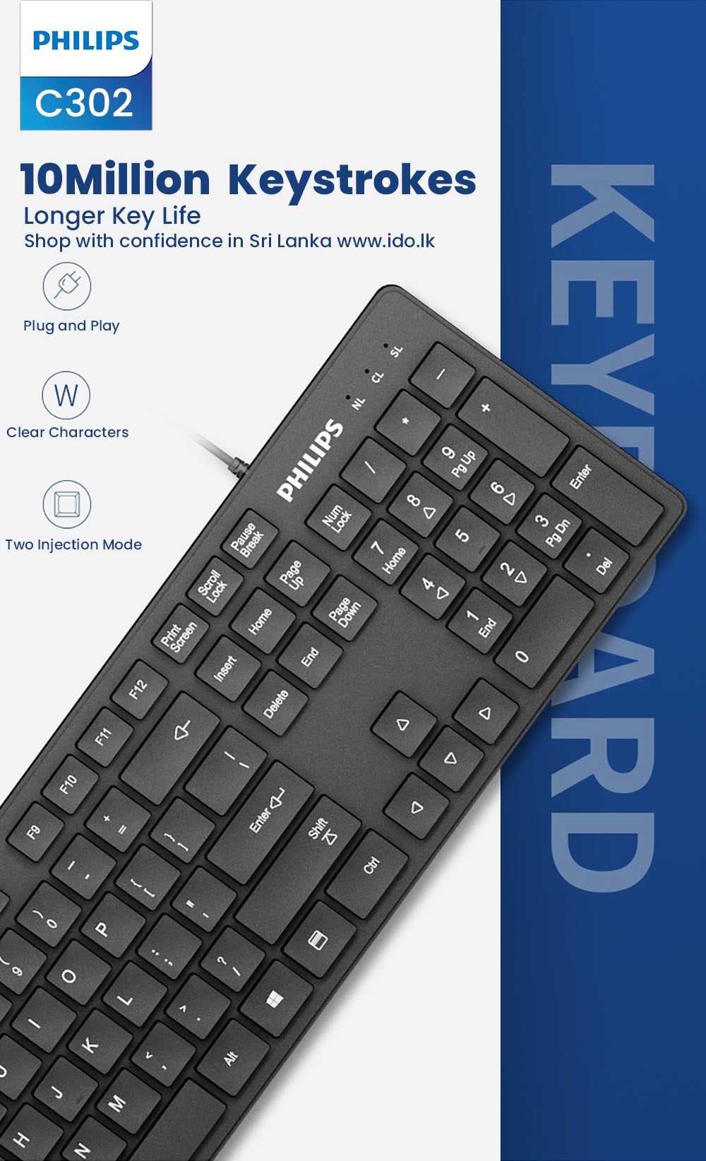 Philips USB Wired Keyboard in Sri Lanka from ido.lk K302