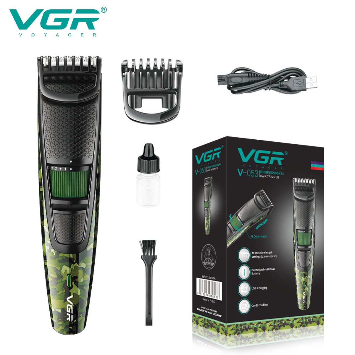 VGR V-053 Camouflage Professional Rechargeable Hair Trimmer in Sri Lanka | ido.lk