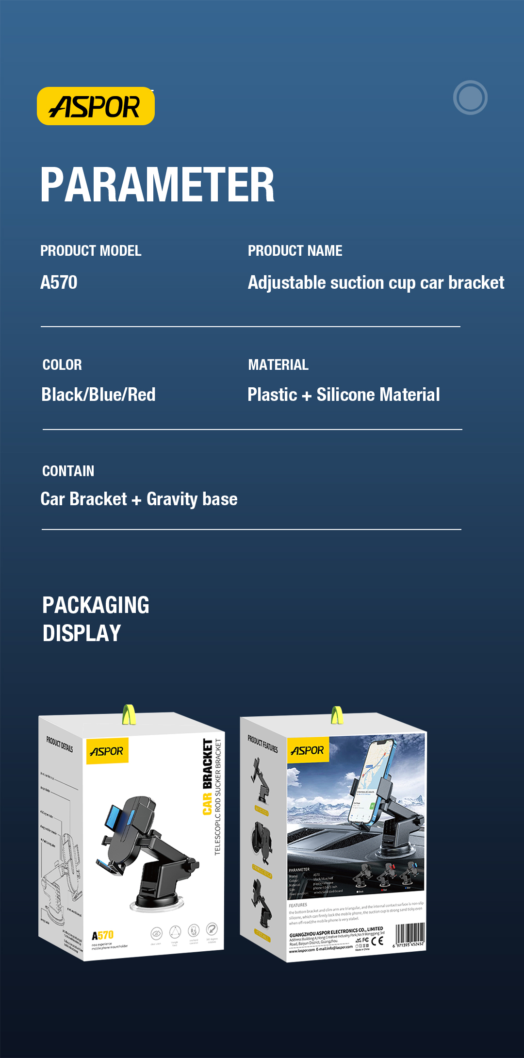 Aspor A570 Car Phone Holder Car Phone Bracket in Sri Lanka | ido.lk