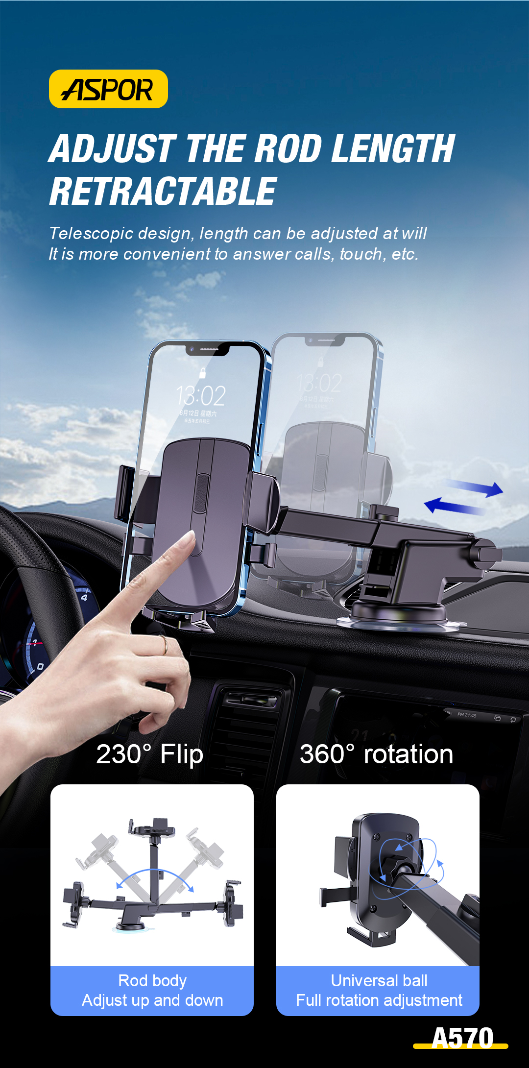 Aspor A570 Car Phone Holder Car Phone Bracket in Sri Lanka | ido.lk